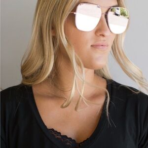 Quay Australia Stop and stare, Rose Gold Mirrored Square-Aviator Sunglasses